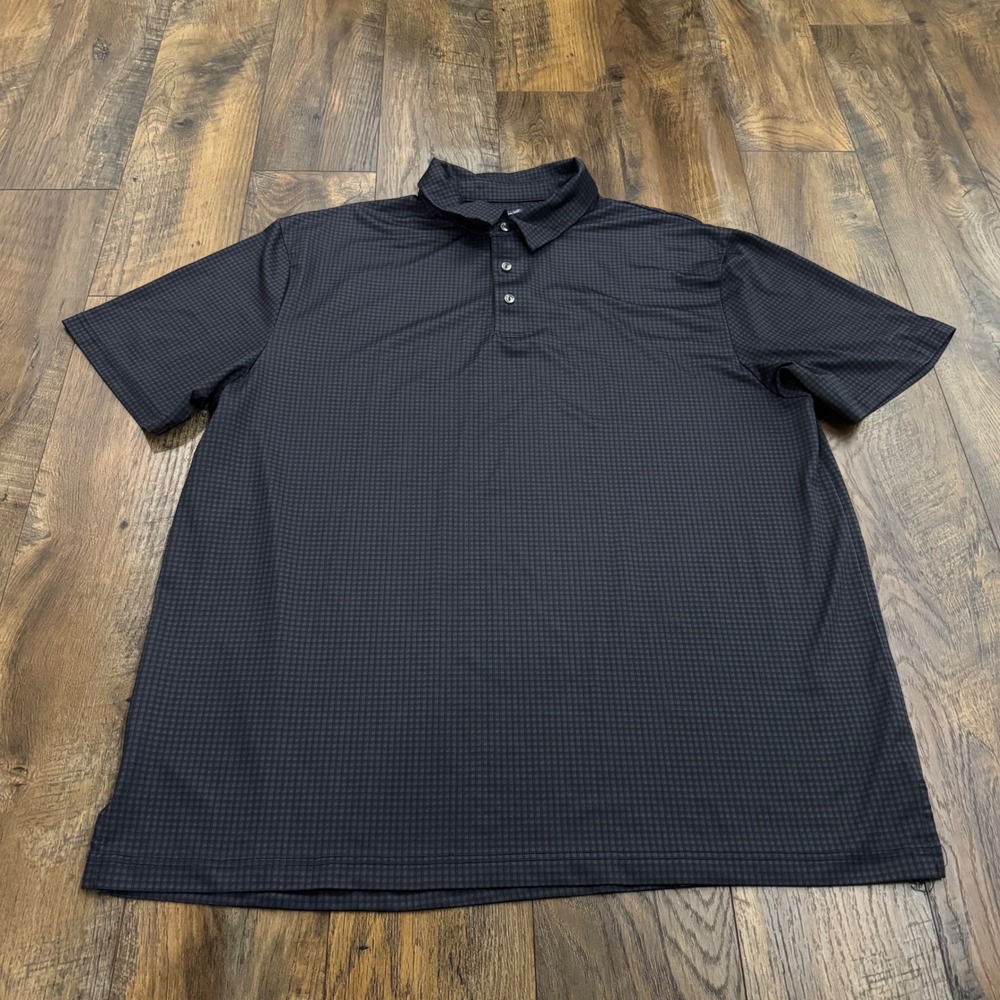 Ben Hogan Performance Mens 2XL Charcoal Grey Micro Check Golf Polo Shirt Stretch